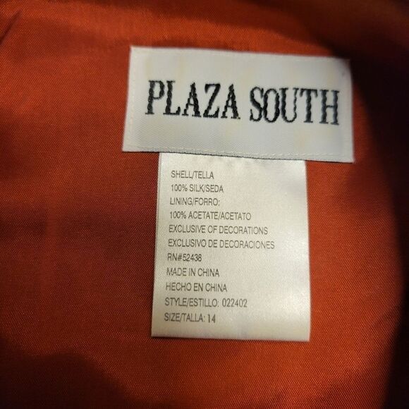 Plaza South Vintage Silk Burnt Rust Orange Maxi Skirt Blouse Matching Set - Picture 11 of 15